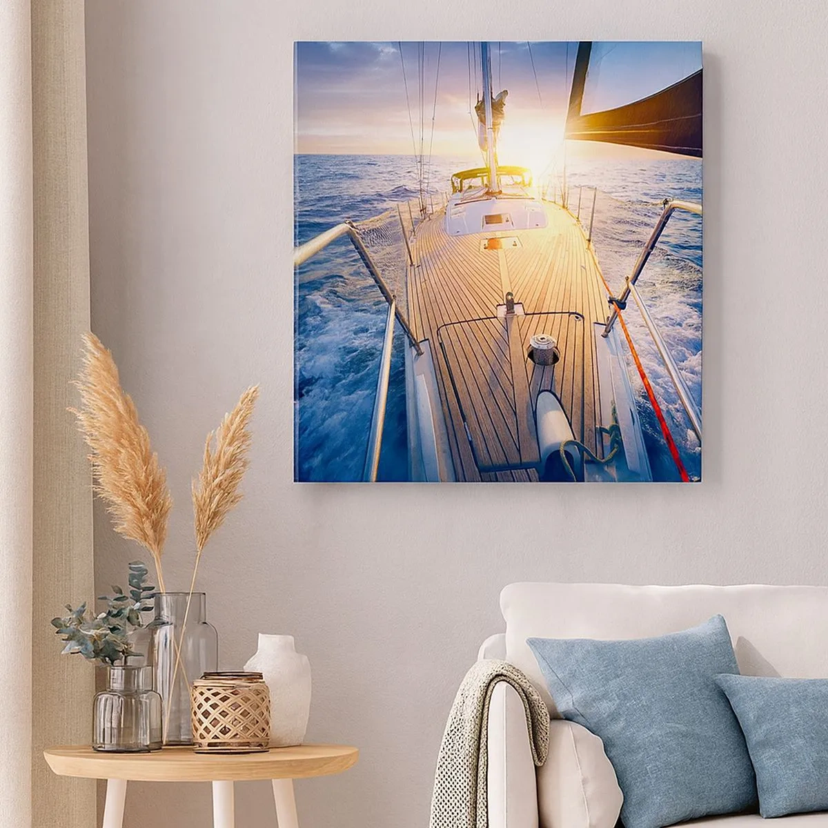 Lærredstryk - Billede på lærred - Løber på bølgerne - 30x30 cm