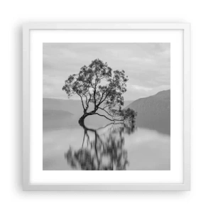 Plakat i hvid ramme - Der findes et land - 40x40 cm