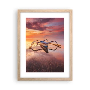 Plakat i ramme af lyst egetræ - Roen ved en tropisk aften - 30x40 cm