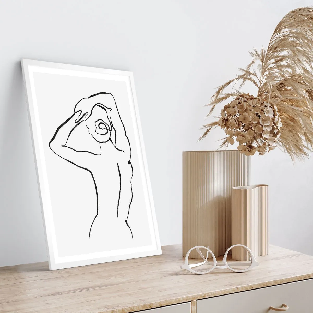 Plakat i hvid ramme - Handling om morgenen - 50x70 cm