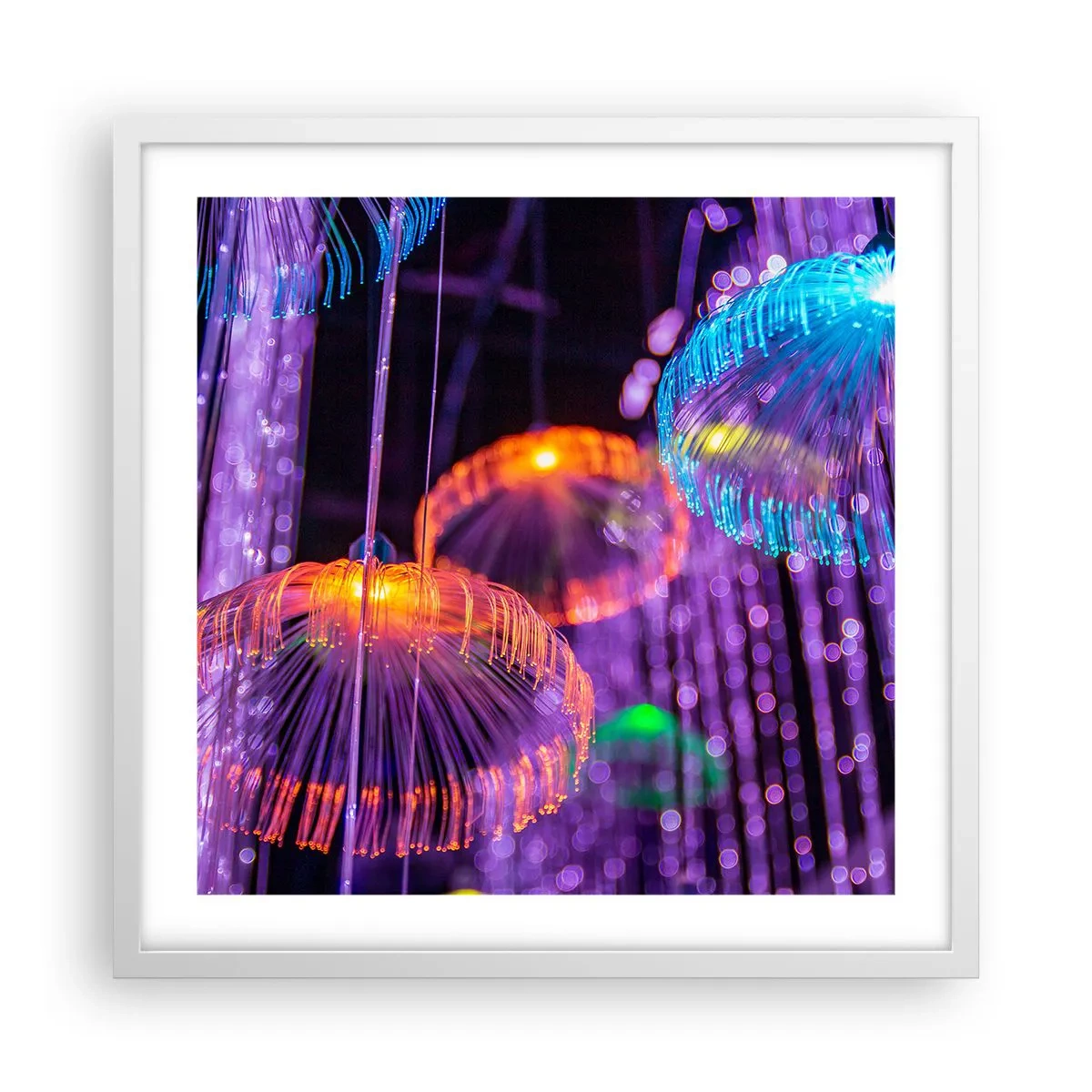 Plakat i hvid ramme - Lysende springvand - 50x50 cm