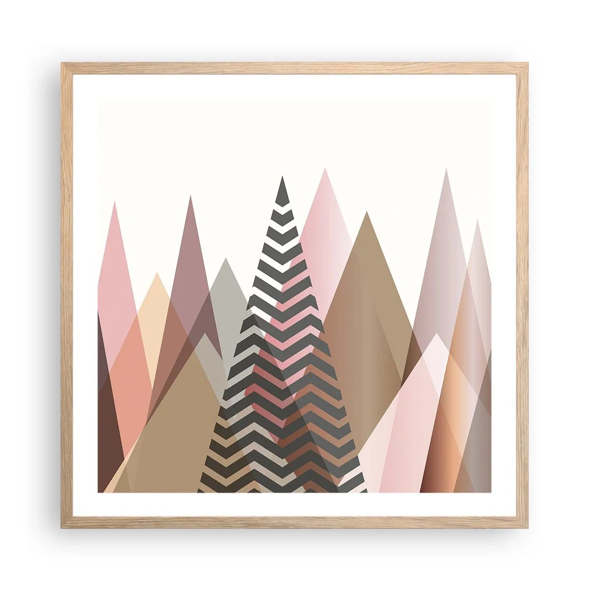 Plakat i ramme af lyst egetræ - Pyramide udsigt - 60x60 cm