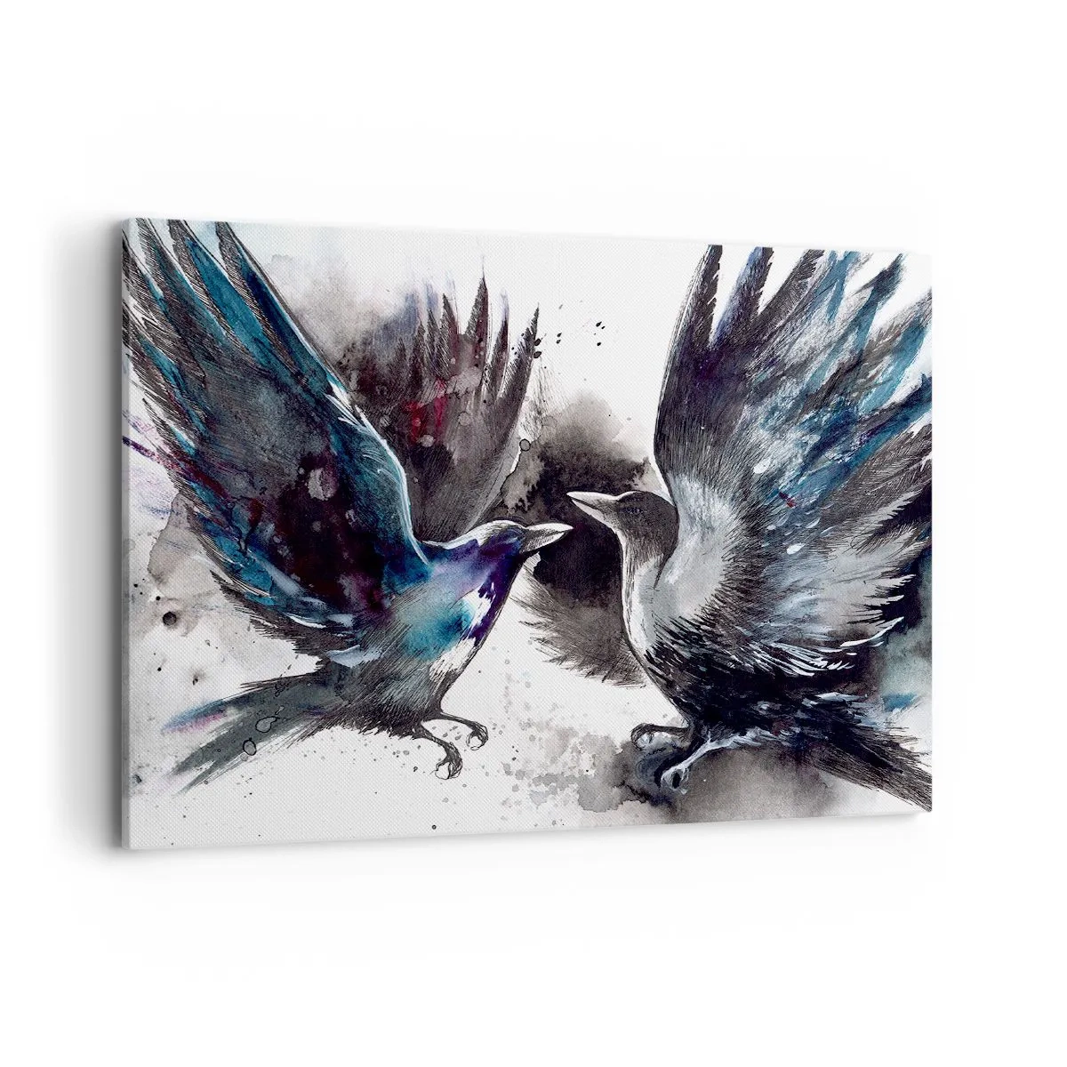 Lærredstryk - Billede på lærred - En ravn til en ravn... - 100x70 cm