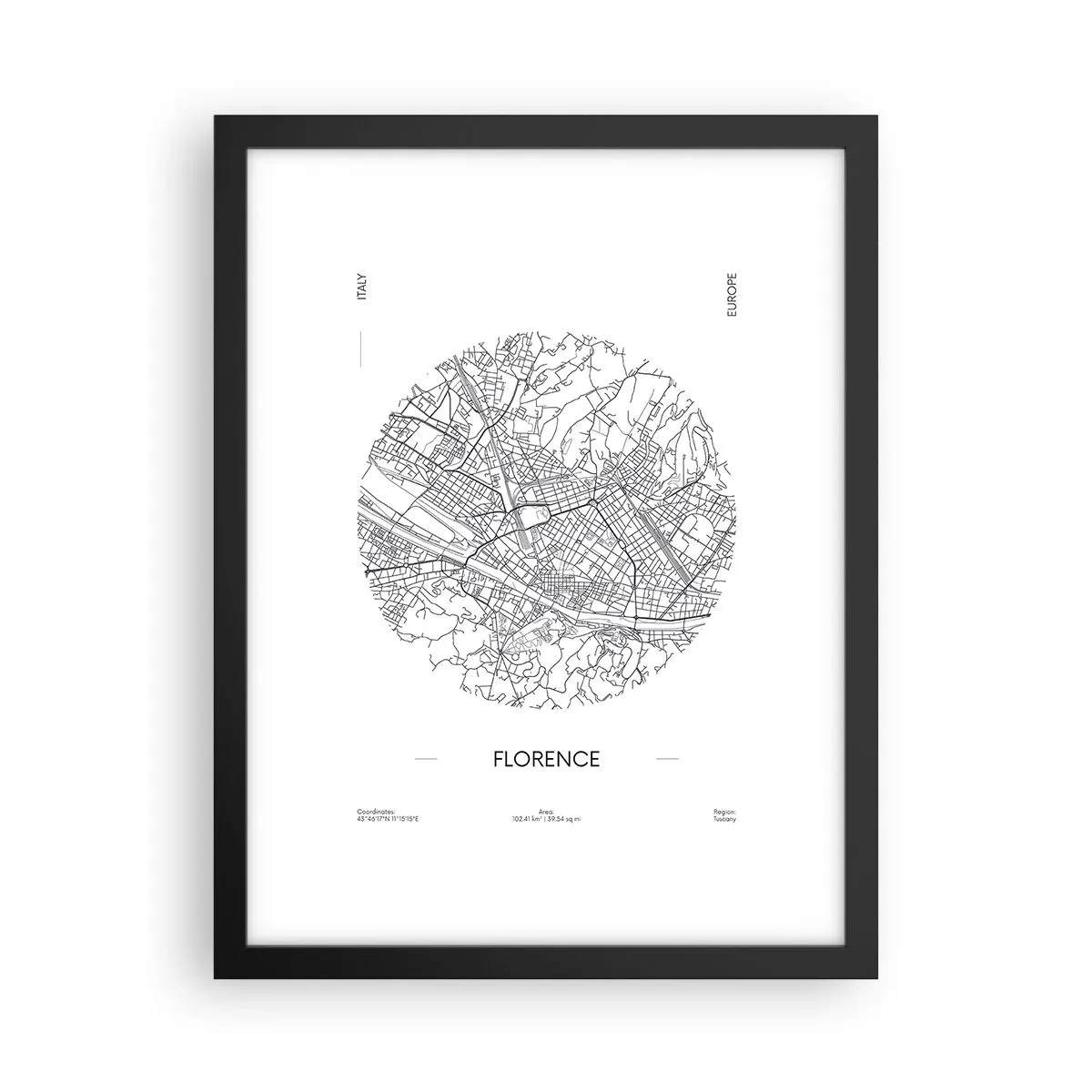Plakat i sort ramme - Anatomi af Firenze - 30x40 cm