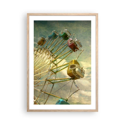 Plakat i ramme af lyst egetræ - Vil være, vil være sjov.... - 50x70 cm