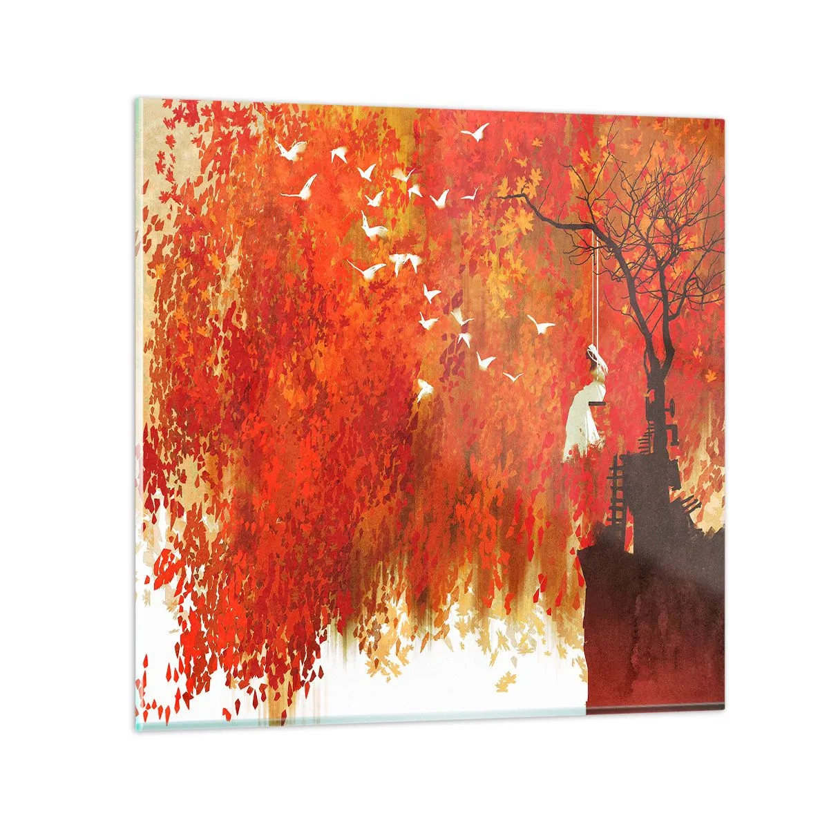 Billede på glas - Vil han flyve med dem? - 60x60 cm