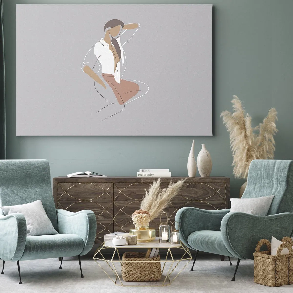 Lærredstryk - Billede på lærred - Omrids af nåde - 100x70 cm