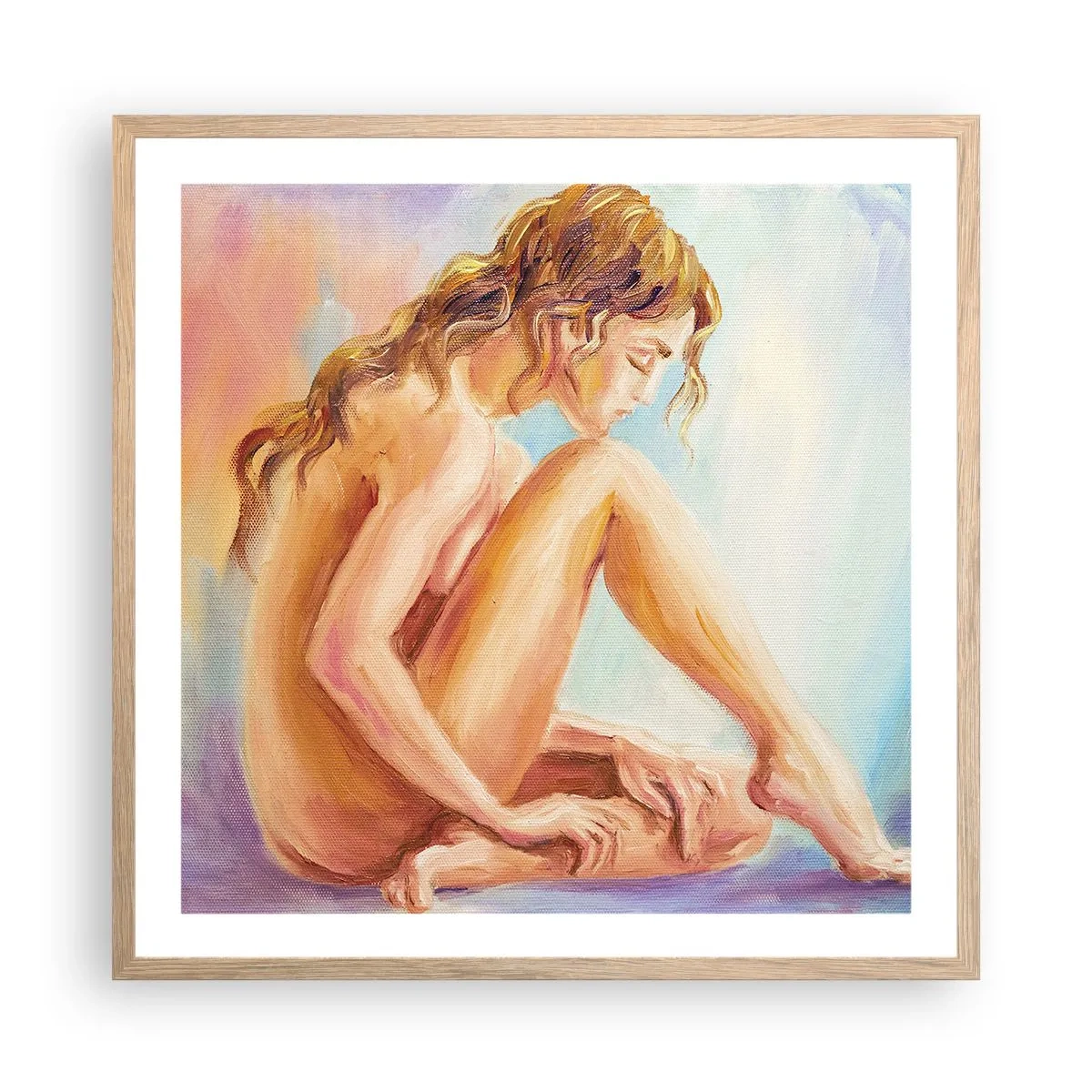 Plakat i ramme af lyst egetræ - Ungdomens handling - 60x60 cm