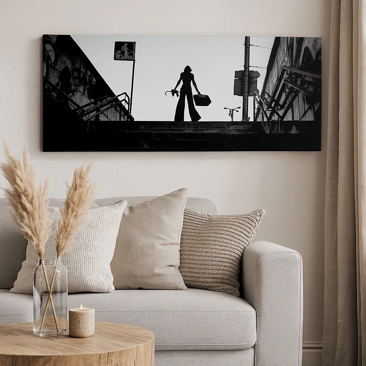 Lærredstryk - Billede på lærred - Vandring i byen - 30x30 cm