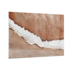 Billede på glas - Kunstnerisk struktur i jordfarver og hvid - 70x50cm - I jordnære farver - Moderne vægdekoration til stue og soveværelse ARTTOR