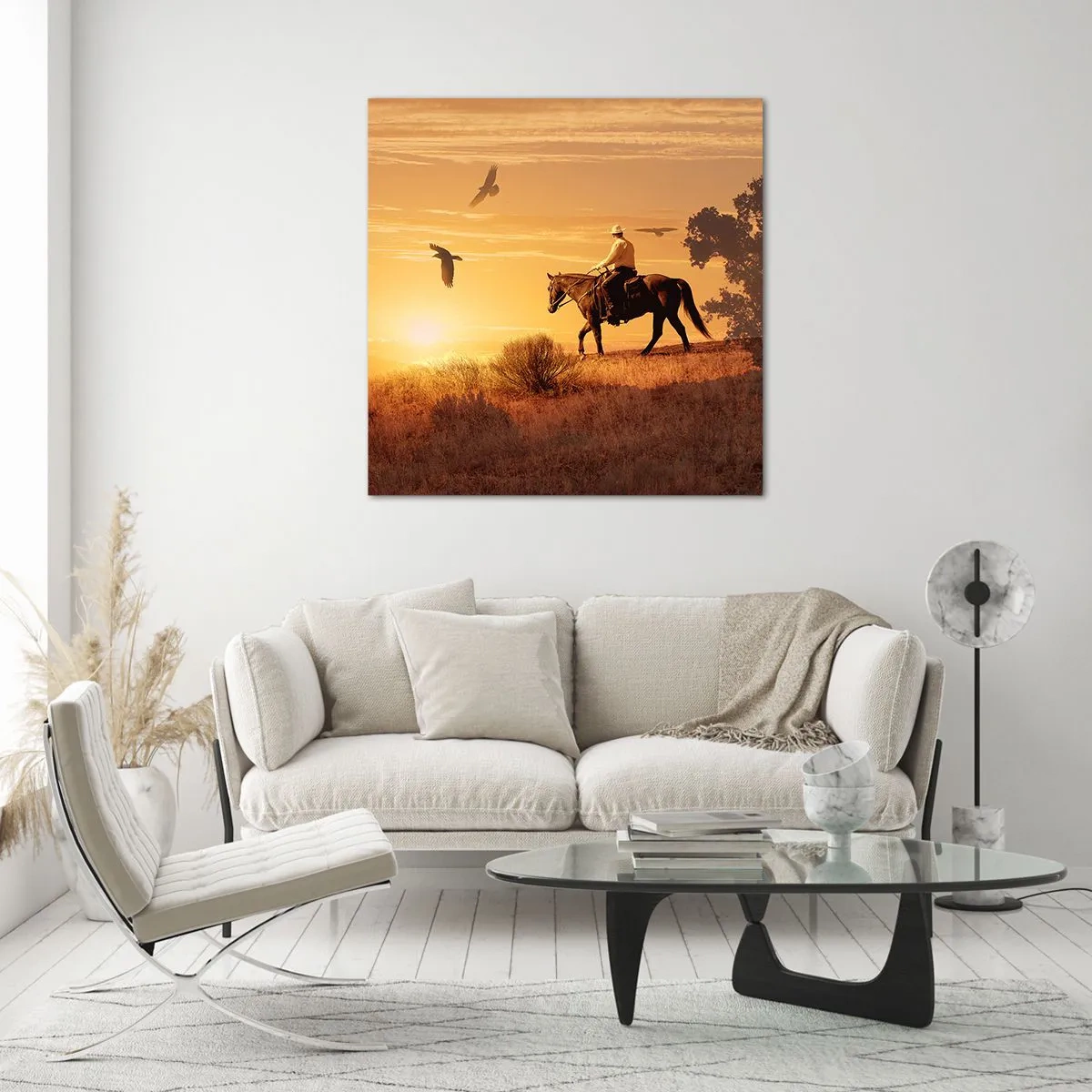 Billede på glas - Alene på tværs af prærien - 60x60 cm