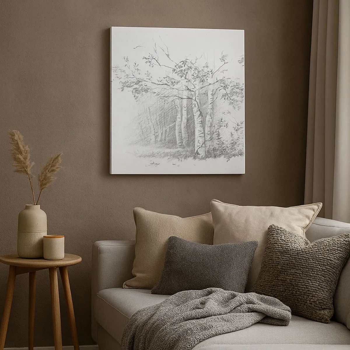 Lærredstryk - Billede på lærred - Lyset fra birkeskoven - 30x30 cm