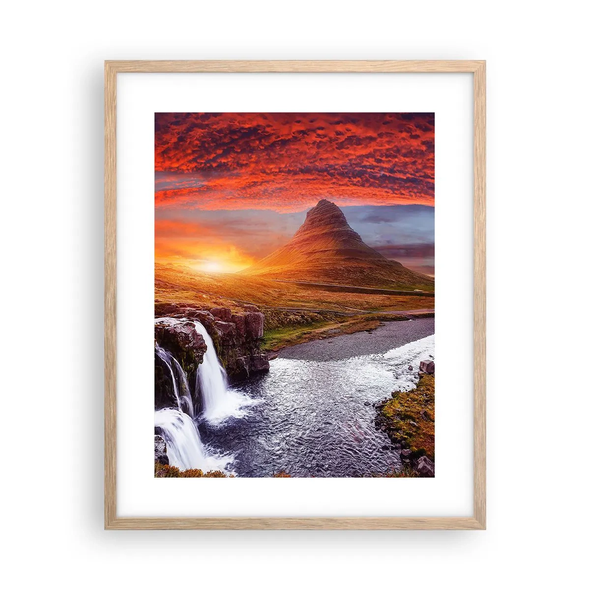 Plakat i ramme af lyst egetræ - En udsigt over Midgård - 40x50 cm