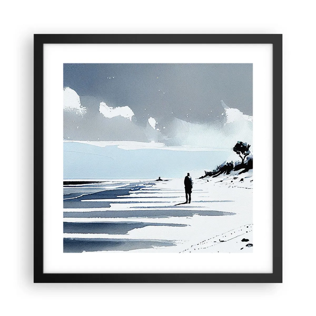 Plakat i sort ramme - Alene - 40x40 cm