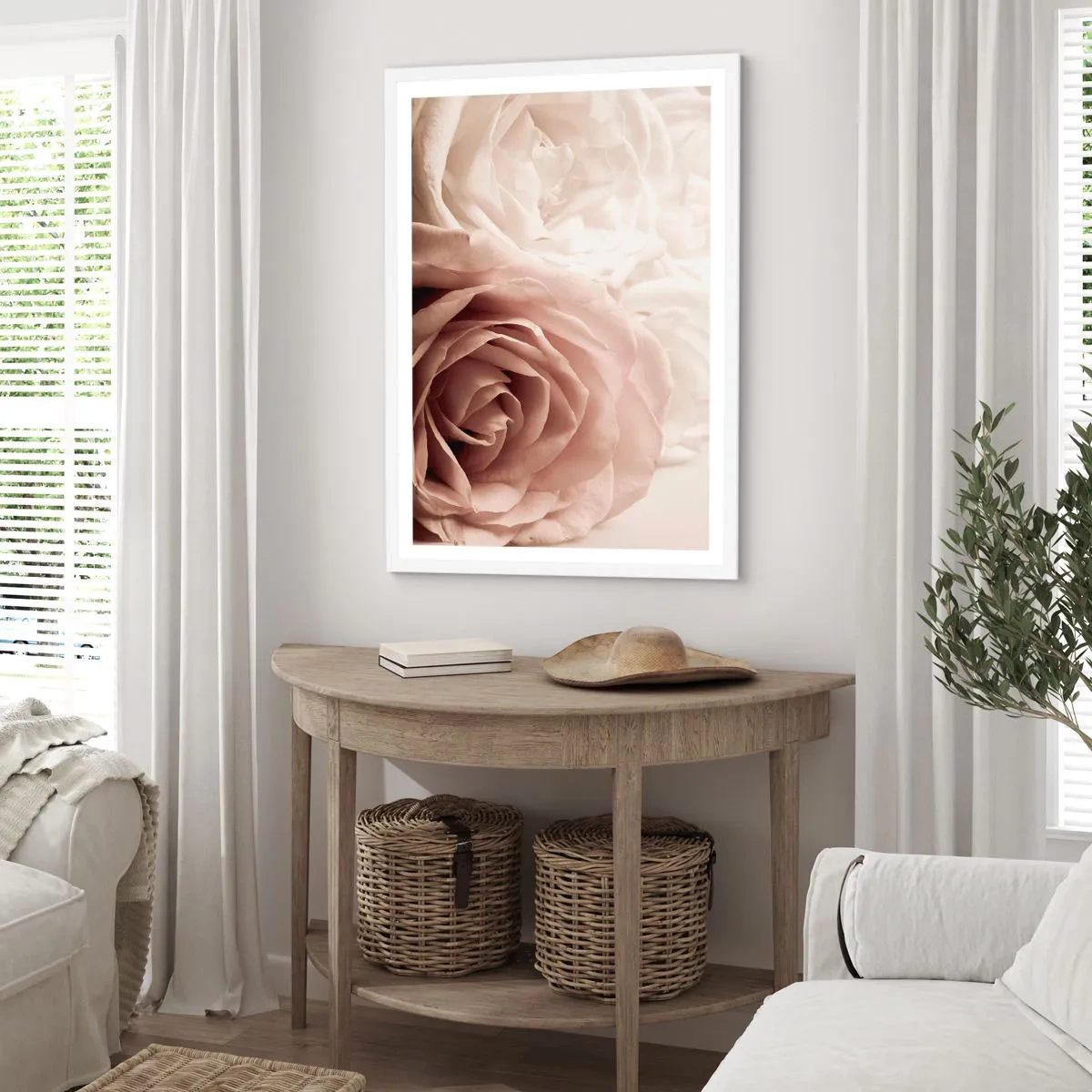 Plakat i hvid ramme - I rosens hjerte - 70x100 cm