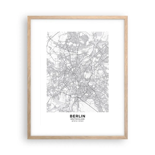 Plakat i ramme af lyst egetræ - Berlins blomst - 40x50 cm