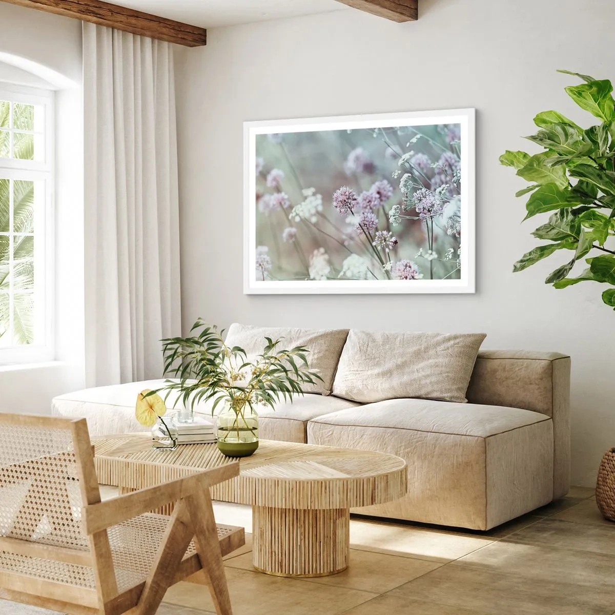 Plakat i hvid ramme - Søde filigranurter - 70x50 cm