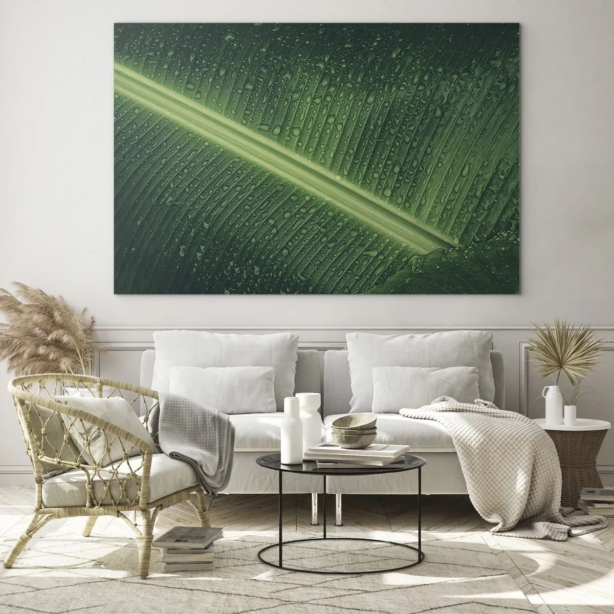 Billede på glas - Grøn struktur - 100x70 cm