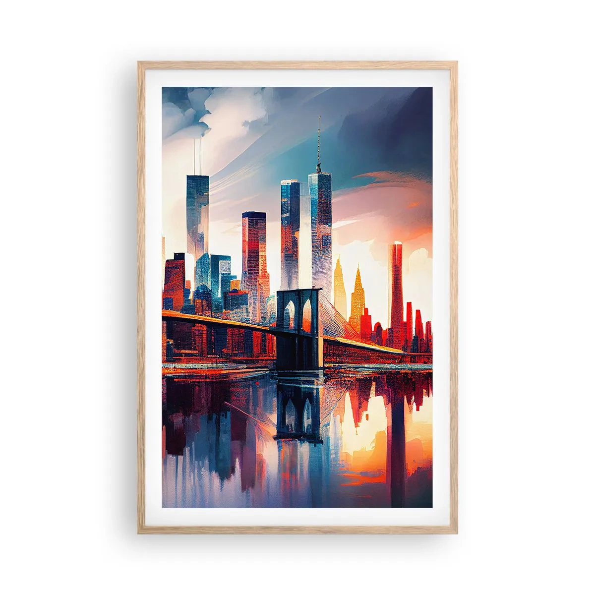 Plakat i ramme af lyst egetræ - Fænomenale New York - 61x91 cm
