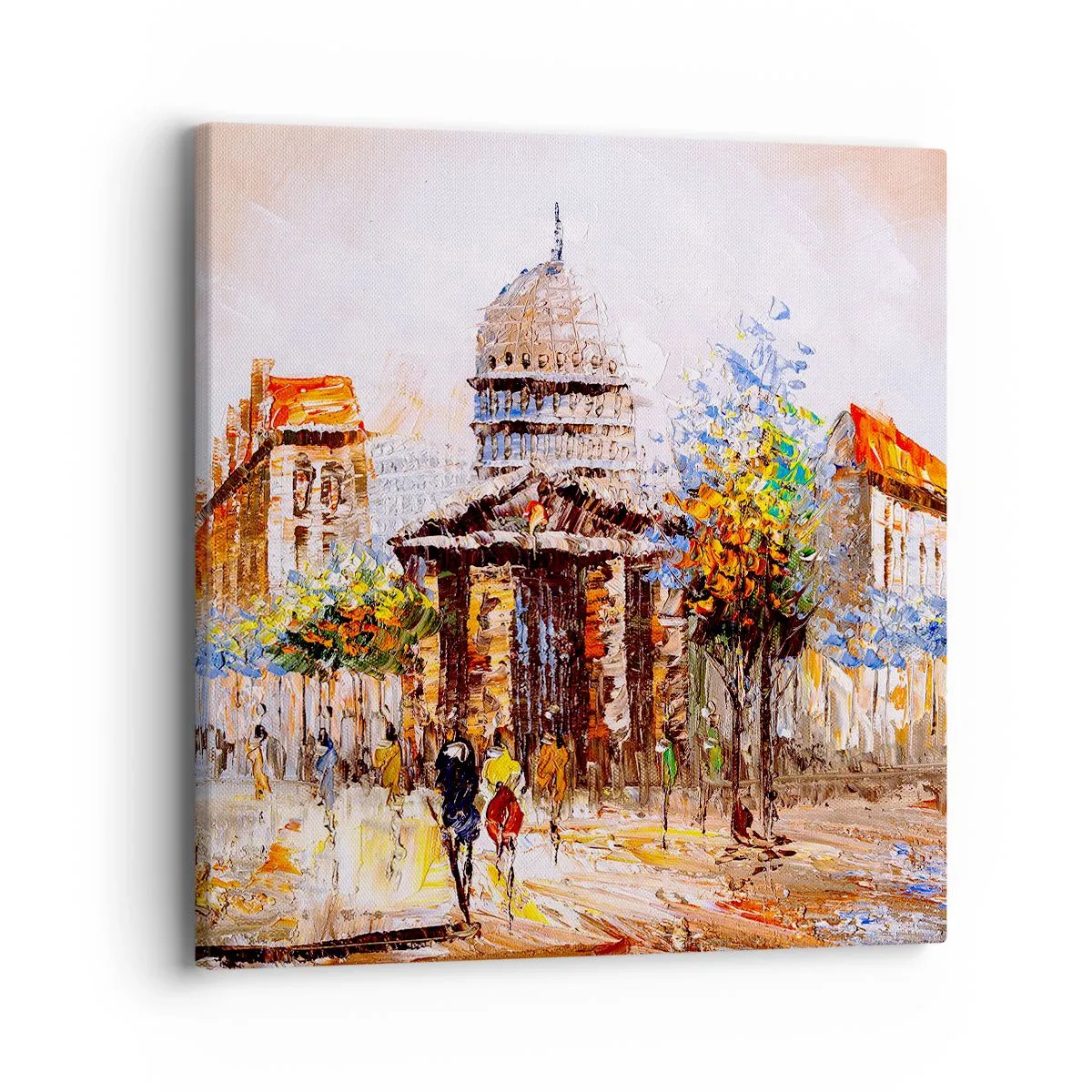 Lærredstryk - Billede på lærred - En parisisk spadseretur - 40x40 cm