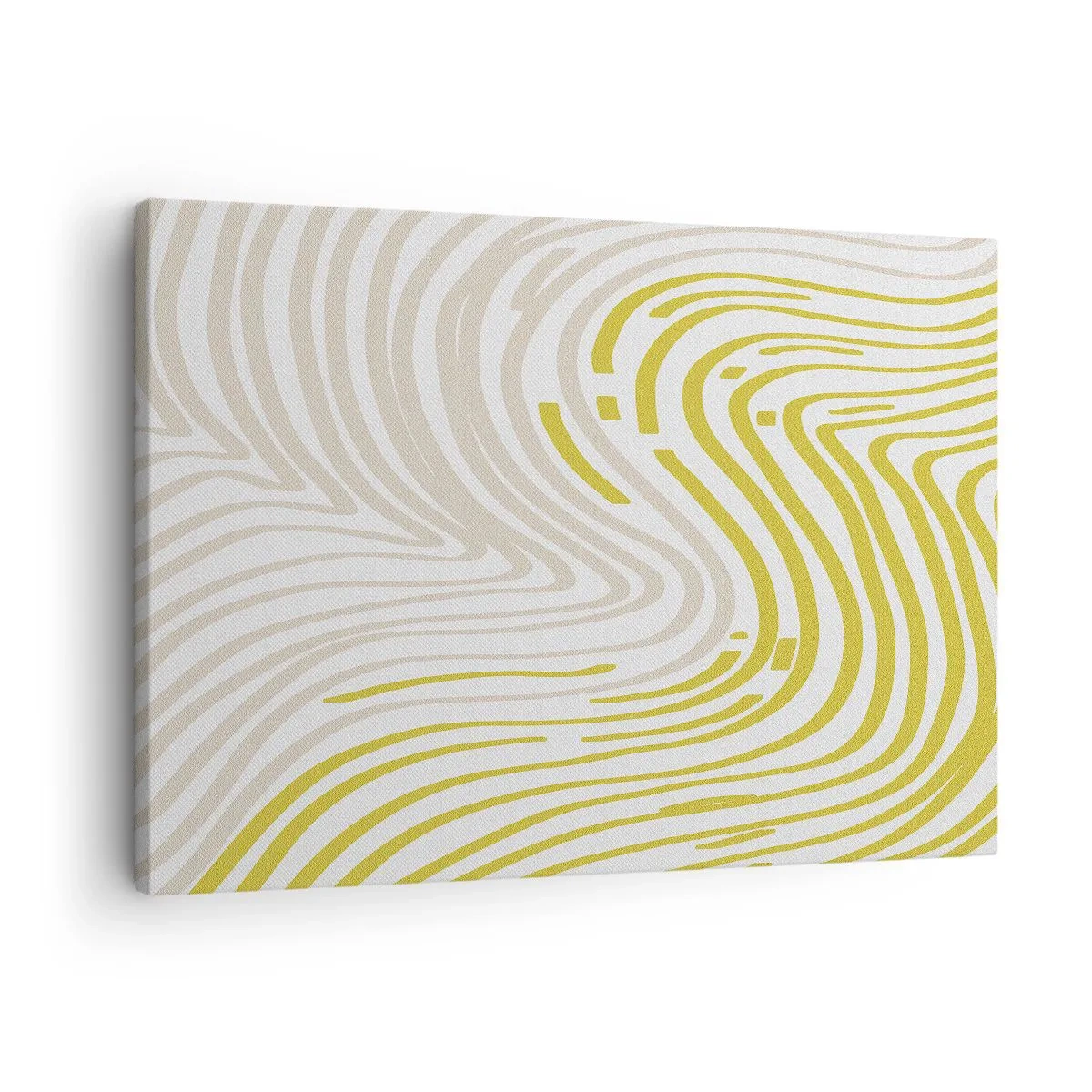 Lærredstryk - Billede på lærred - Et abstrakt mønster med bølgede linjer i nuancer af gul og beige. - 70x50cm - Komposition med et blidt sving - Moderne vægdekoration til stue og soveværelse ARTTOR