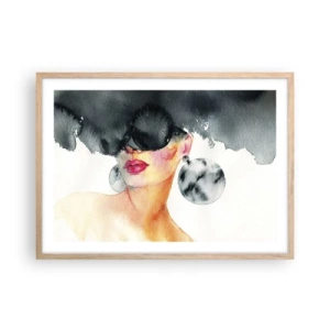 Plakat i ramme af lyst egetræ - Hemmeligheden bag elegance - 70x50 cm