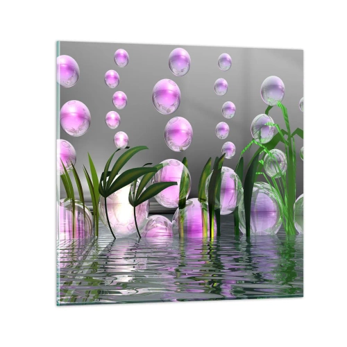 Billede på glas - En reflekterende komposition af lethed og liv - 70x70 cm