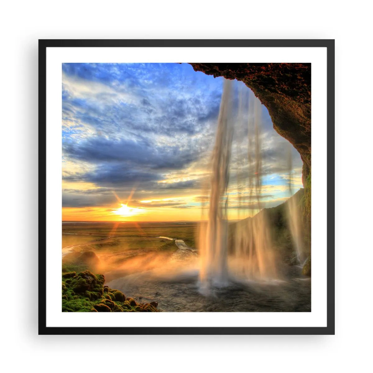 Plakat i sort ramme - Verden bag sløret af dråber - 60x60 cm