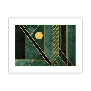 Plakat - Dynamikken i guld og azurblå - 40x30 cm