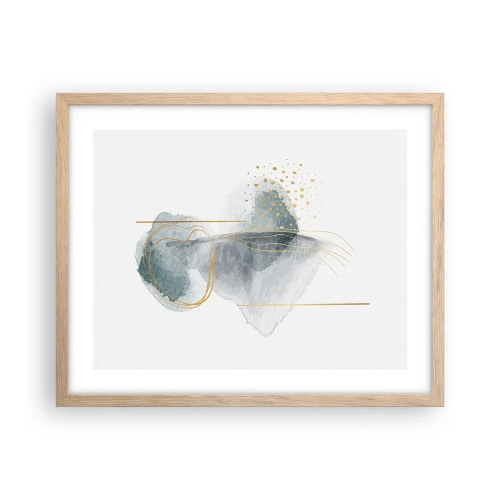 Plakat i ramme af lyst egetræ - Om forholdet mellem grå og guld - 50x40 cm