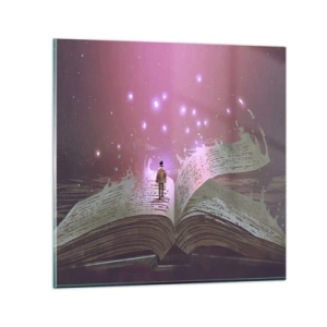 Billede på glas - En invitation til en anden verden - læs den! - 40x40 cm