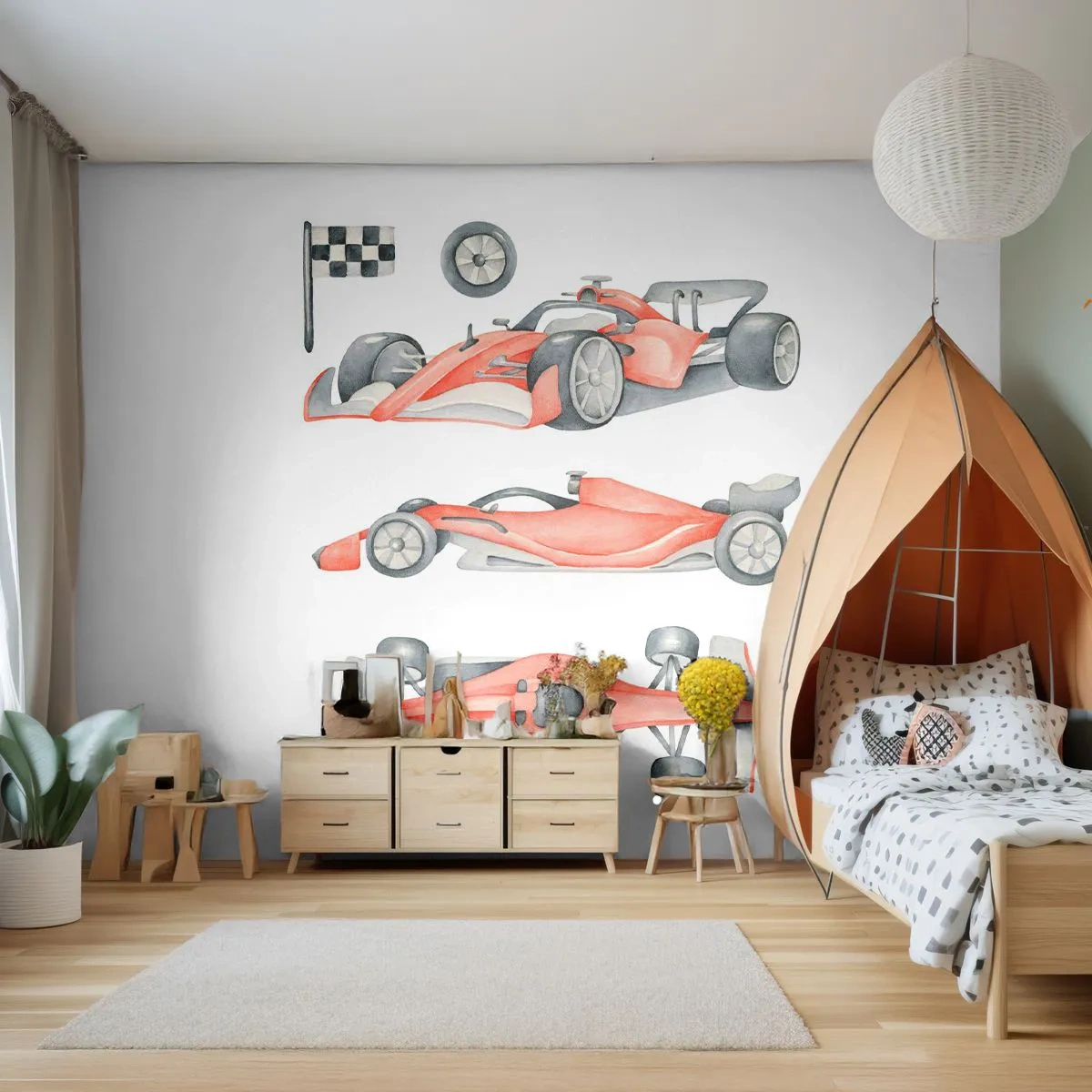 Fototapet Premium Sand - At indhente en drøm - Racerbiler, Biler, Børns - 100x70 cm