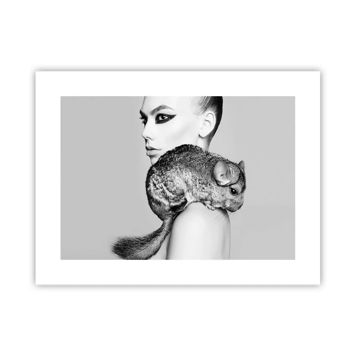 Plakat - Dame med en chinchilla - 40x30 cm