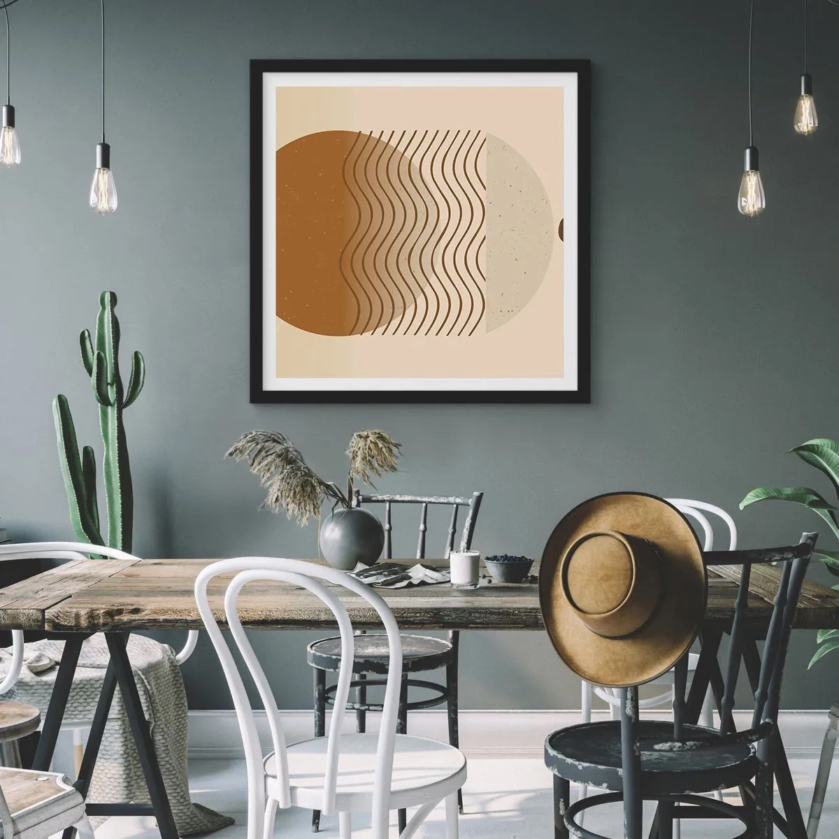 Plakat i sort ramme - Om geometriske figurers oprindelse - 50x50 cm