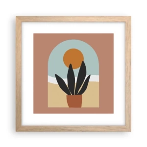 Plakat i ramme af lyst egetræ - Små glæder - 30x30 cm