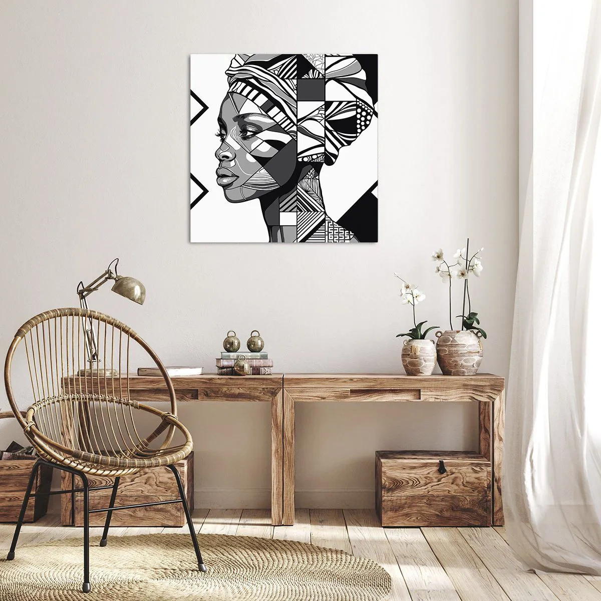 Lærredstryk - Billede på lærred - Etnisk portræt - 70x70 cm