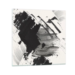 Billede på glas - Abstraktion - det sortes udtryk - 70x70 cm