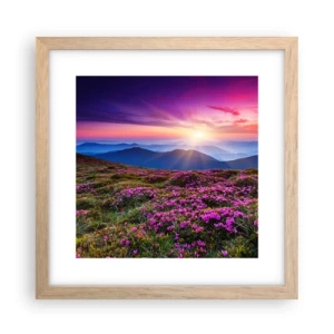 Plakat i ramme af lyst egetræ - Urter duftede friske bundter fra niw - 30x30 cm