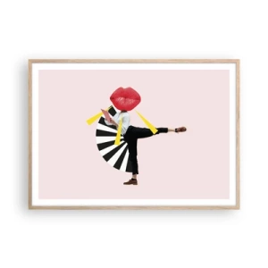 Plakat i ramme af lyst egetræ - Surrealistisk popkunst - 100x70 cm