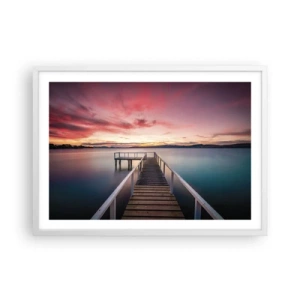 Plakat i hvid ramme - Aftenens blide flamme - 70x50 cm