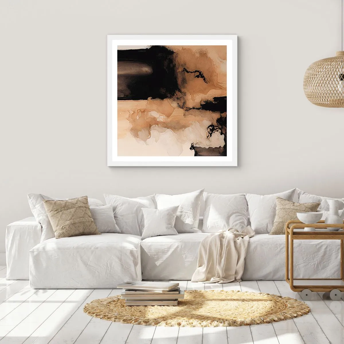 Plakat i hvid ramme - En spændende abstraktion - 30x30 cm