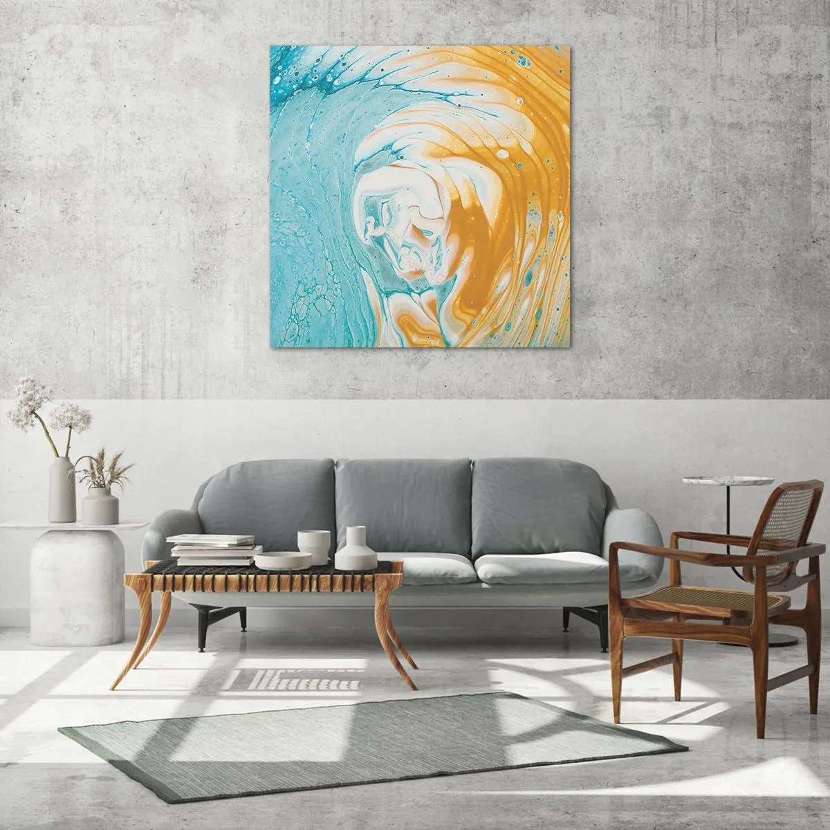 Billede på glas - Pastel hvirvel - 70x70 cm