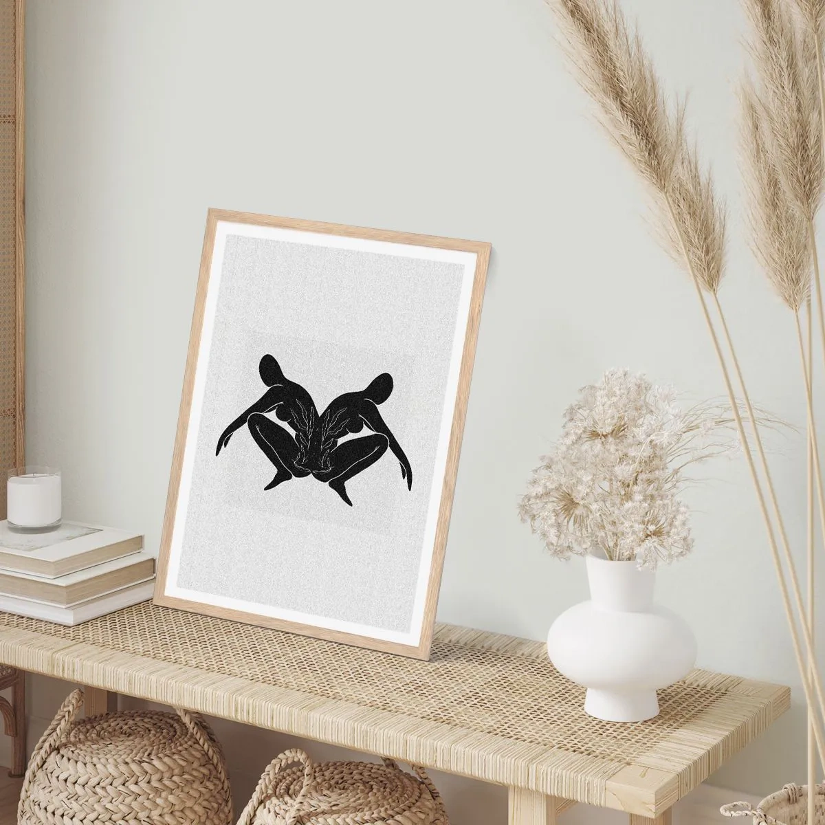 Plakat i ramme af lyst egetræ - En delt sjæl - 70x100 cm