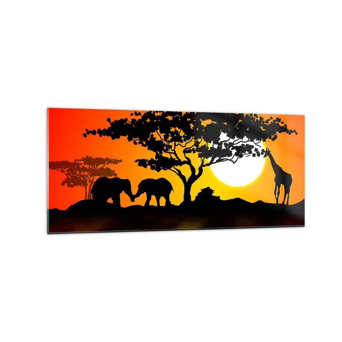 Billede på glas - Møde på savannen - 120x50 cm