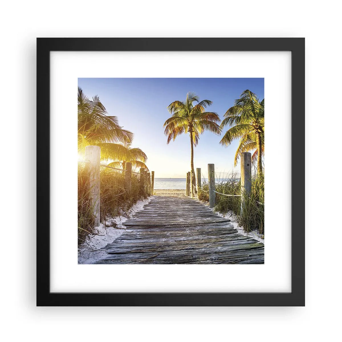 Plakat i sort ramme - Direkte til paradis - 30x30 cm