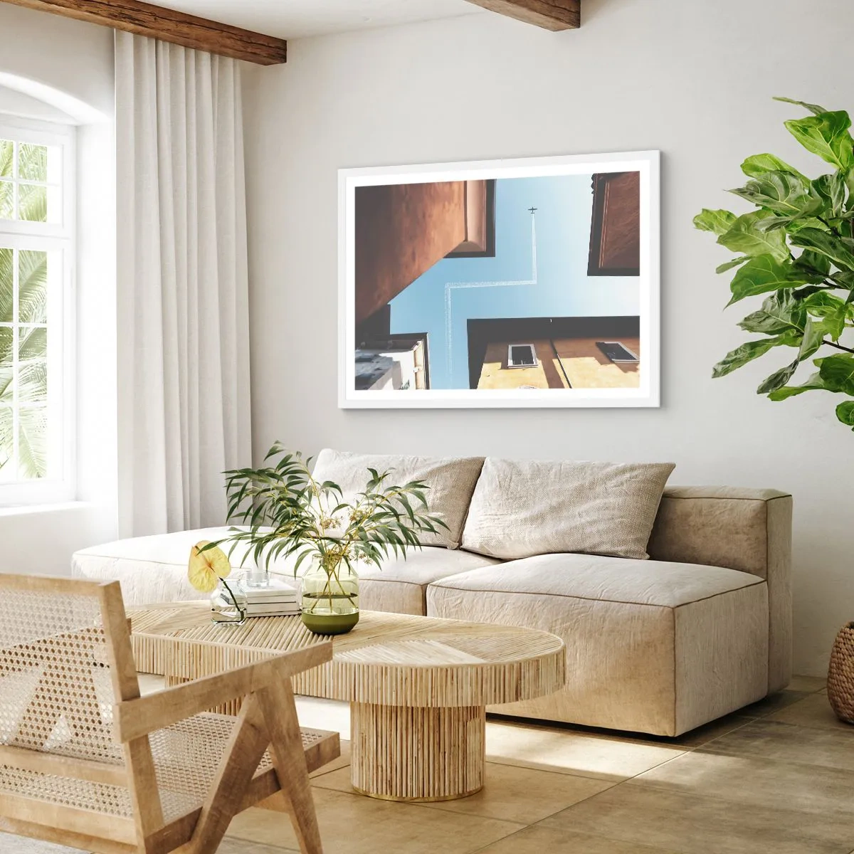 Plakat i hvid ramme - Over den urbane labyrint - 91x61 cm