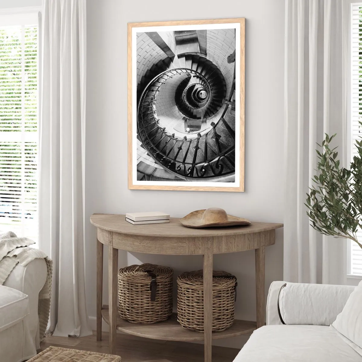 Plakat i ramme af lyst egetræ - Højt og højere - 61x91 cm