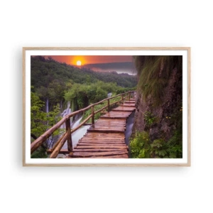 Plakat i ramme af lyst egetræ - En utrolig skønhed - 100x70 cm