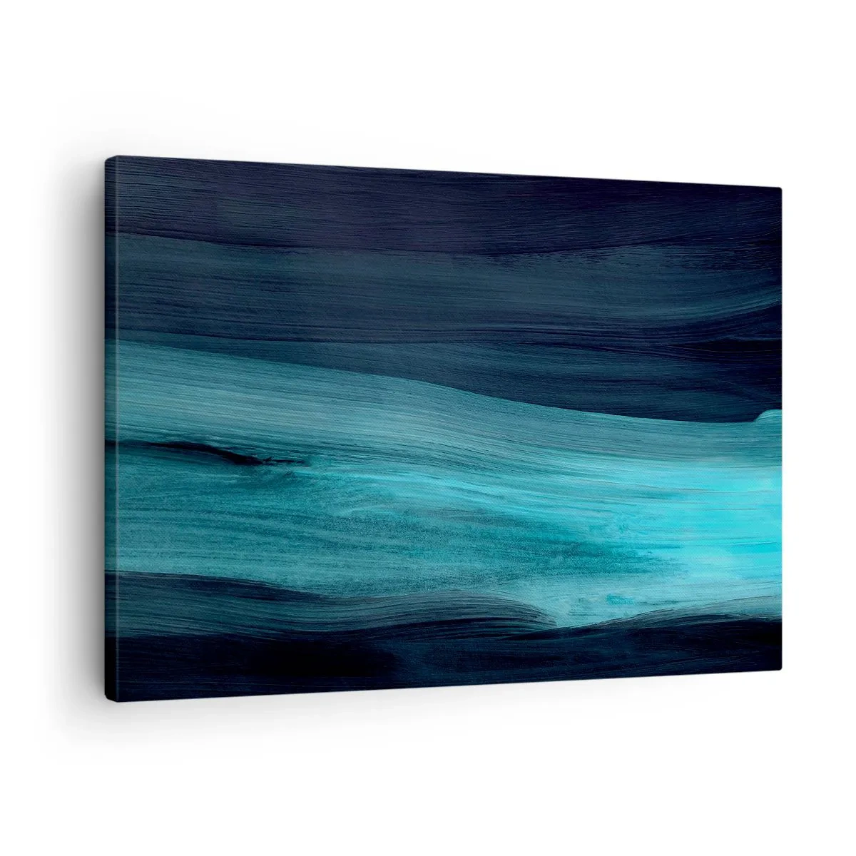 Lærredstryk - Billede på lærred - Subtile abstrakte bølger i mørke blå nuancer - 70x50cm - Svøm med strømmen - Moderne vægdekoration til stue og soveværelse ARTTOR