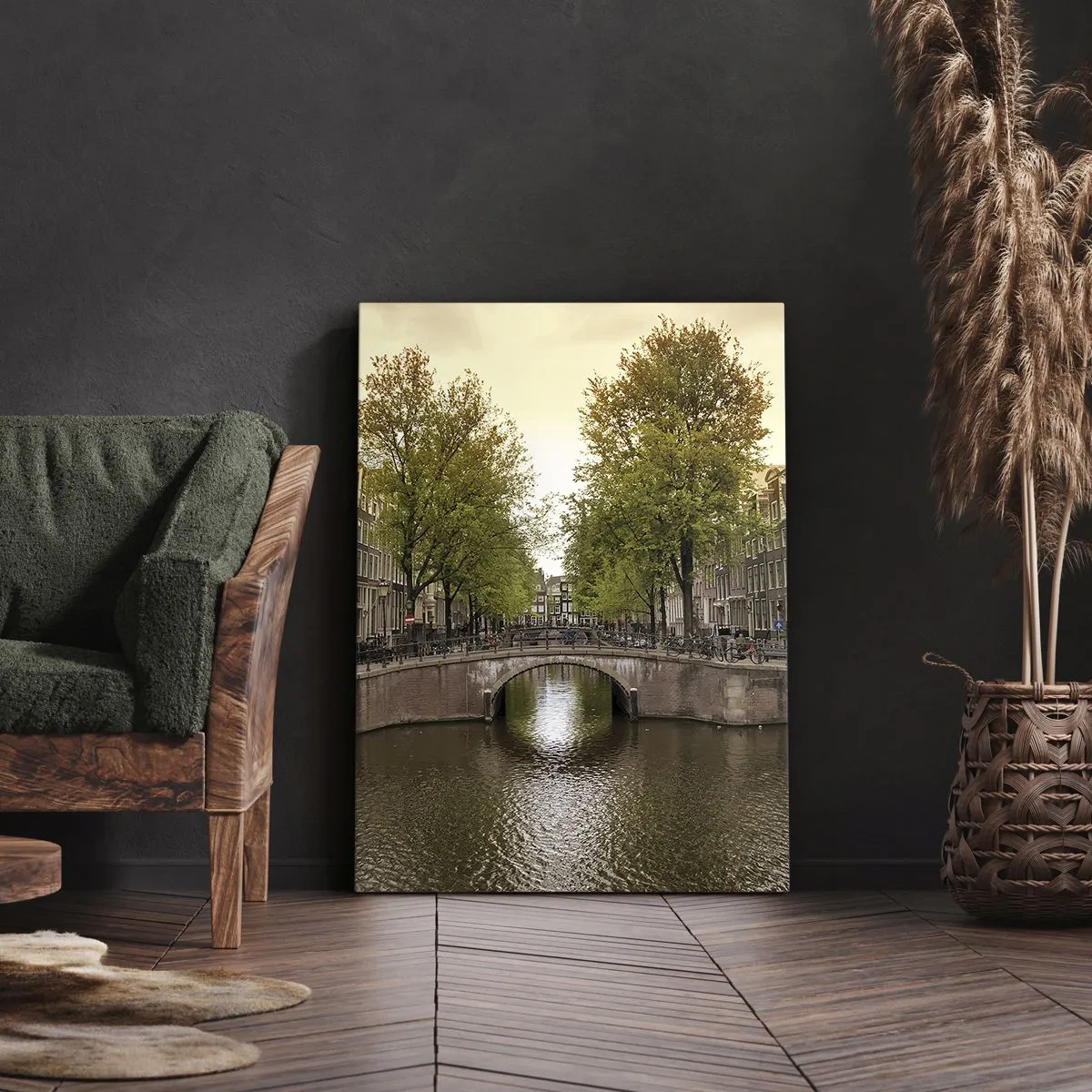 Lærredstryk - Billede på lærred - Med båd eller på cykel? - 50x70 cm